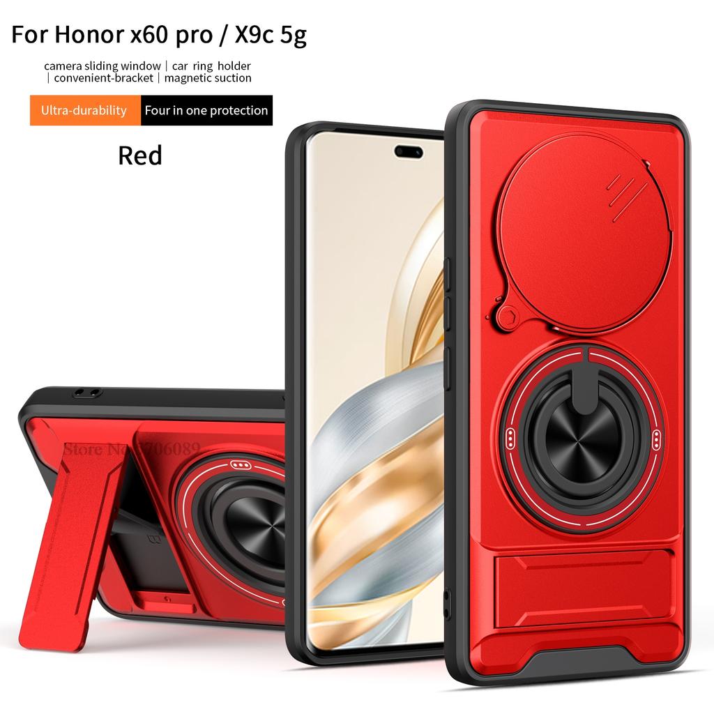 Armor Case For Honor X9C Case Shockproof Magnetic Slide Lens Protector Phone Cover For Honor X9C 5G Case Coque Fundas With Ring