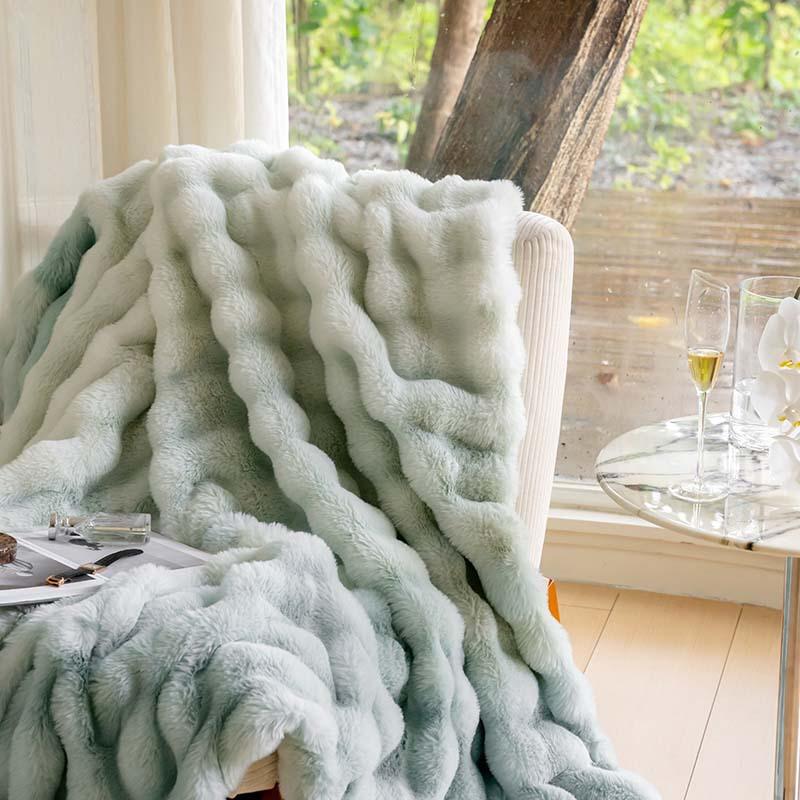 

Роскошное Премиальное Одеяло из Имитации Кроличьего Меха Двустороннее Плюшевое Утолщенное Многофункциональное Одеяло для Кондиционирования Воздуха Одеяло для Сна throw pillowcover45x 45cm