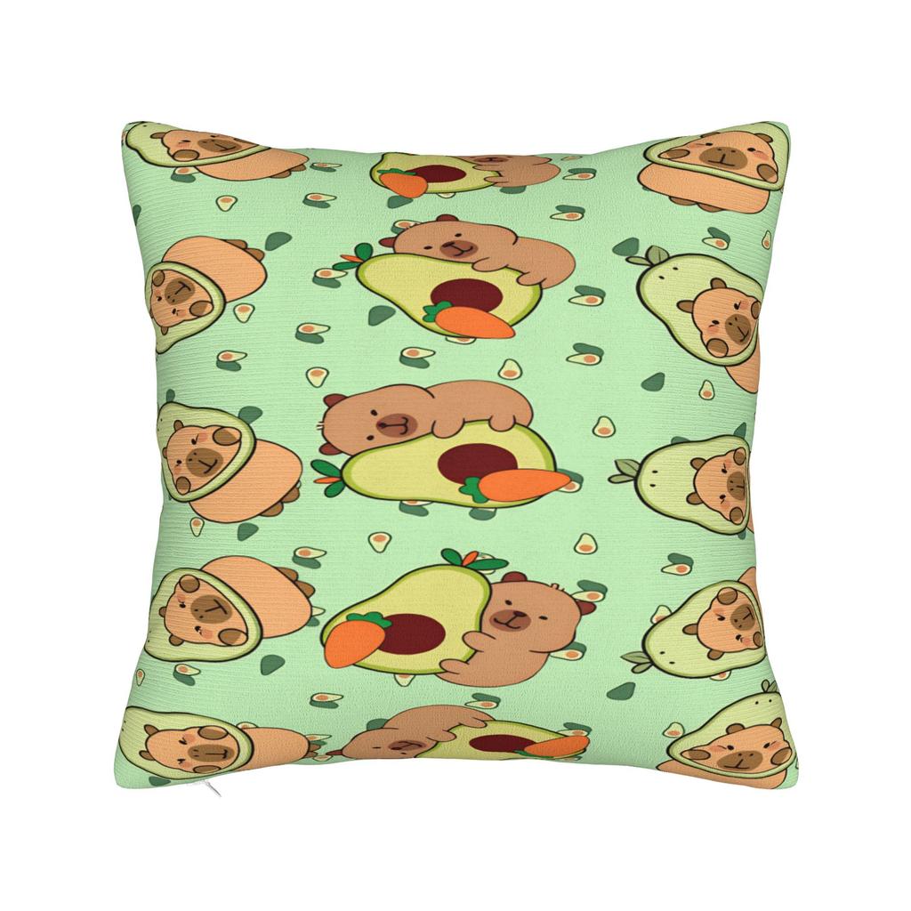 Pillow Case Kawaii Capybara   Square  Pillow Cover For Couch Sofa Bedroom Retro Trendy Pillowcases