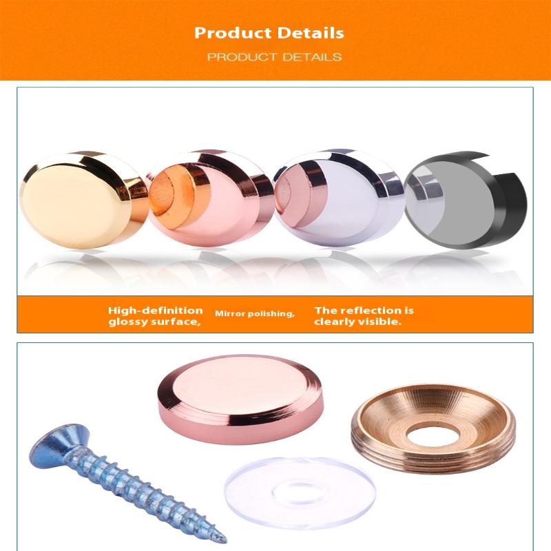 4Pcs Glass Fastener Stainless Steel Advertising Screws Mirror Nails Decorative Cover Advertisement Fixing Screw Hardware