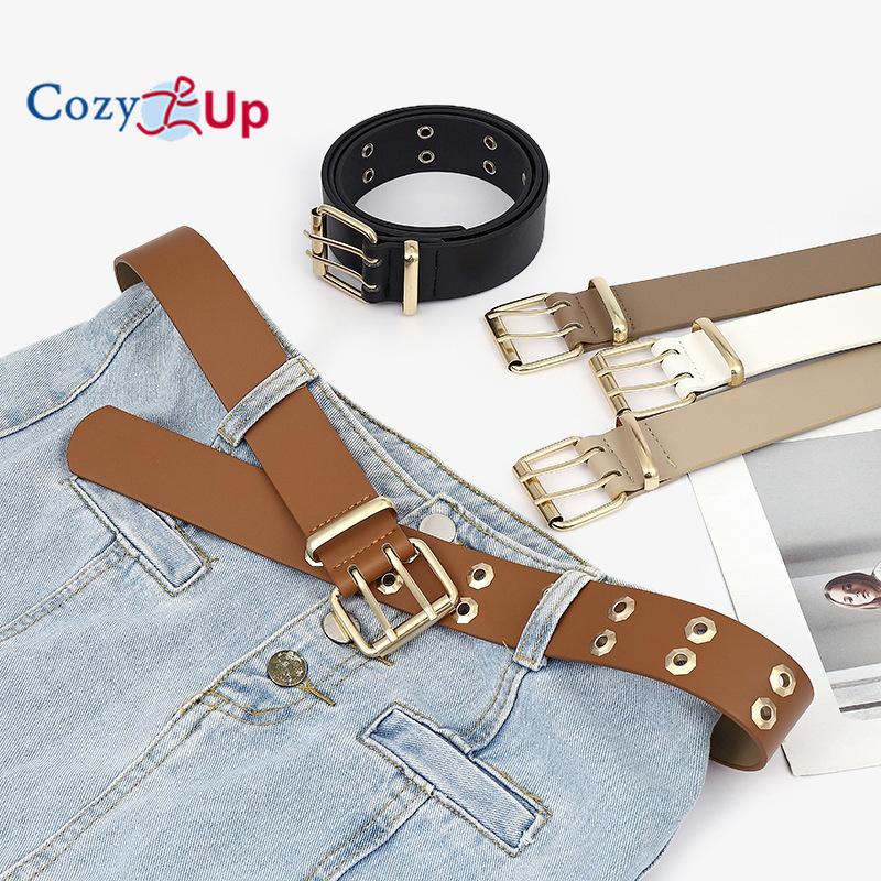 Punk Double Exhaust Eye Hollow Decorative Wide Belt Female