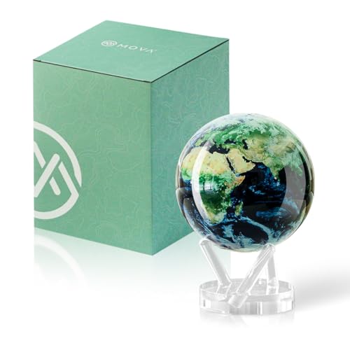 MOVA Globe L Outer Space Series 6-inch Earth Globe L with Base L No Power Needed! Automatic Rotating Globe Powered by Indoor or Natural Light L Office