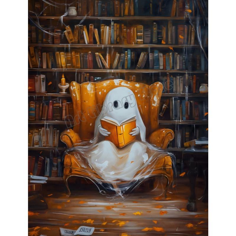 Spooky Halloween Town Folk Magical Forest Ghost Pumpkin Illustration Poster Canvas Painting Wall Pictures Holiday Home Decor
