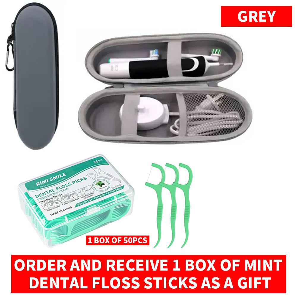 

(Закажите и получите 1 коробку зубной нити с мятой (50 штук) в подарок) Дорожный контейнер для зубной щетки, сумка для хранения электрической зубной щетки серый