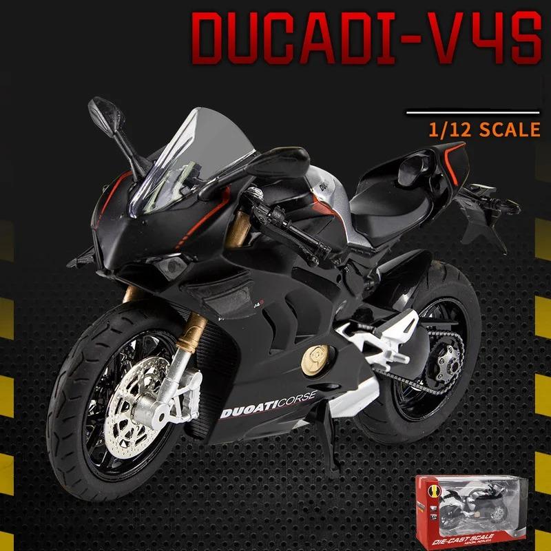 

1/12 Ducati V4S Panigale Литая под давлением модель мотоцикла Игрушка Реплика со звуком и светом Подарок на день рождения Подарок на Рождество Коллекционный мотоцикл