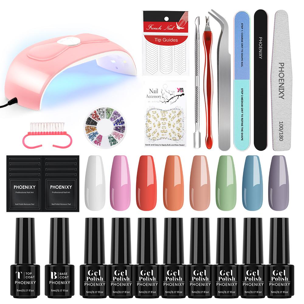 

PHOENIXY 54 Вт УФ LED лампа для ногтей Сушка для ногтей Лак для ногтей 8 мл Гель-лак Топ Базовое покрытие Стартовый набор Снимаемый Набор инструментов для нейл-арта Набор для маникюра Set 05