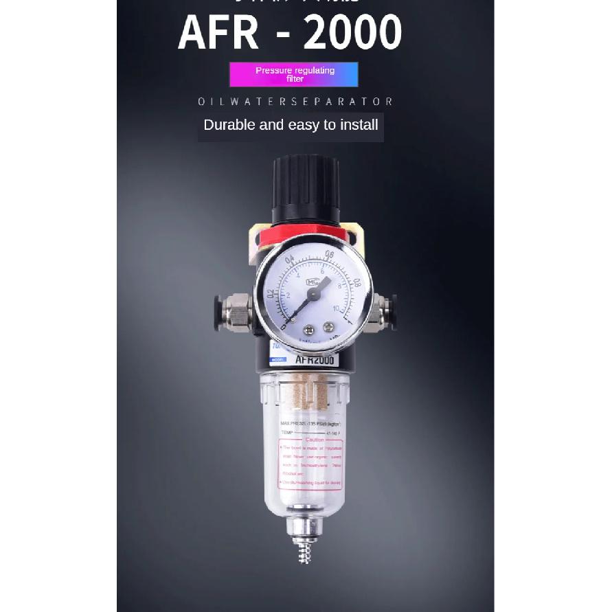 AFR-2000 Unidad de Tratamiento de Aire de Filtro Neumático Regulador de Presión Válvula Reductora de Compresor Separación de Aceite y Agua Indicador AFR2000