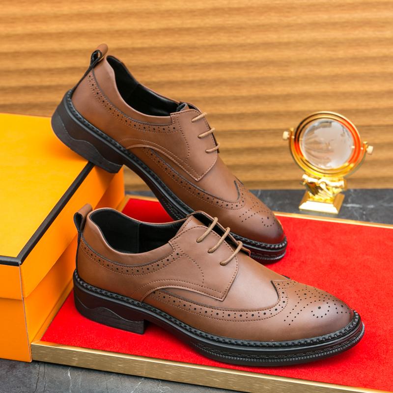 Официальные туфли-броги Мужские офисные кожаные туфли Джентльменские деловые роскошные — фото 5