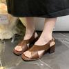 Fashion Platform High Heels Sandals for Women In Summer New Square Open Toe Luxury Women's Shoes Fashionable Thick Heels Sandals Slipper