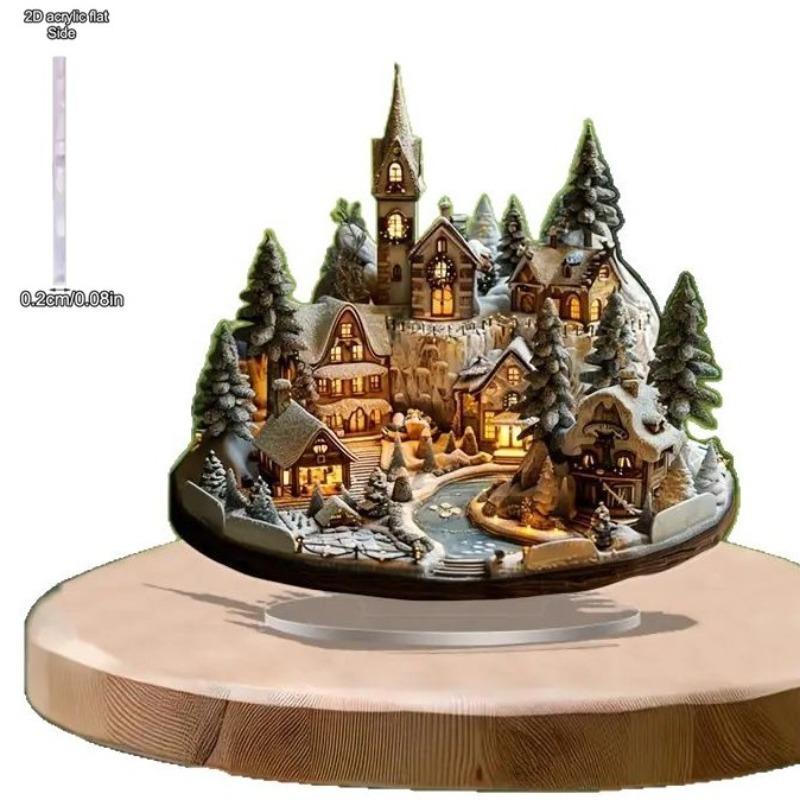 Christmas Desk Decor, Snow Scene House Design, Indoor/ Outdoor Home Office Decoration, Home Tabletop Decorations, Nurseries, Home Desk Living Room