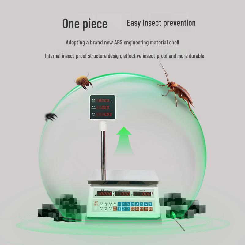 Commercial 30kg Anti-Vibration, Cockroach-Proof Electronic Scale for Fruits & Vegetables with Chinese Character Display