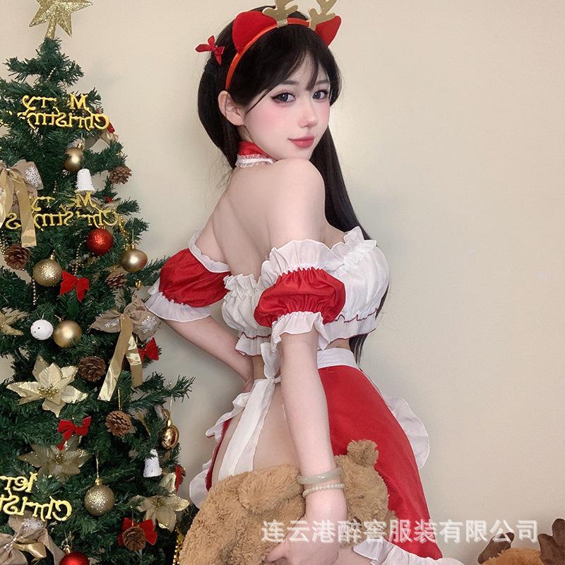 Sexy New Sexy Maid Outfit Pure Lust Red Christmas Outfit Passion Cosplay Bed Fast Break Uniform