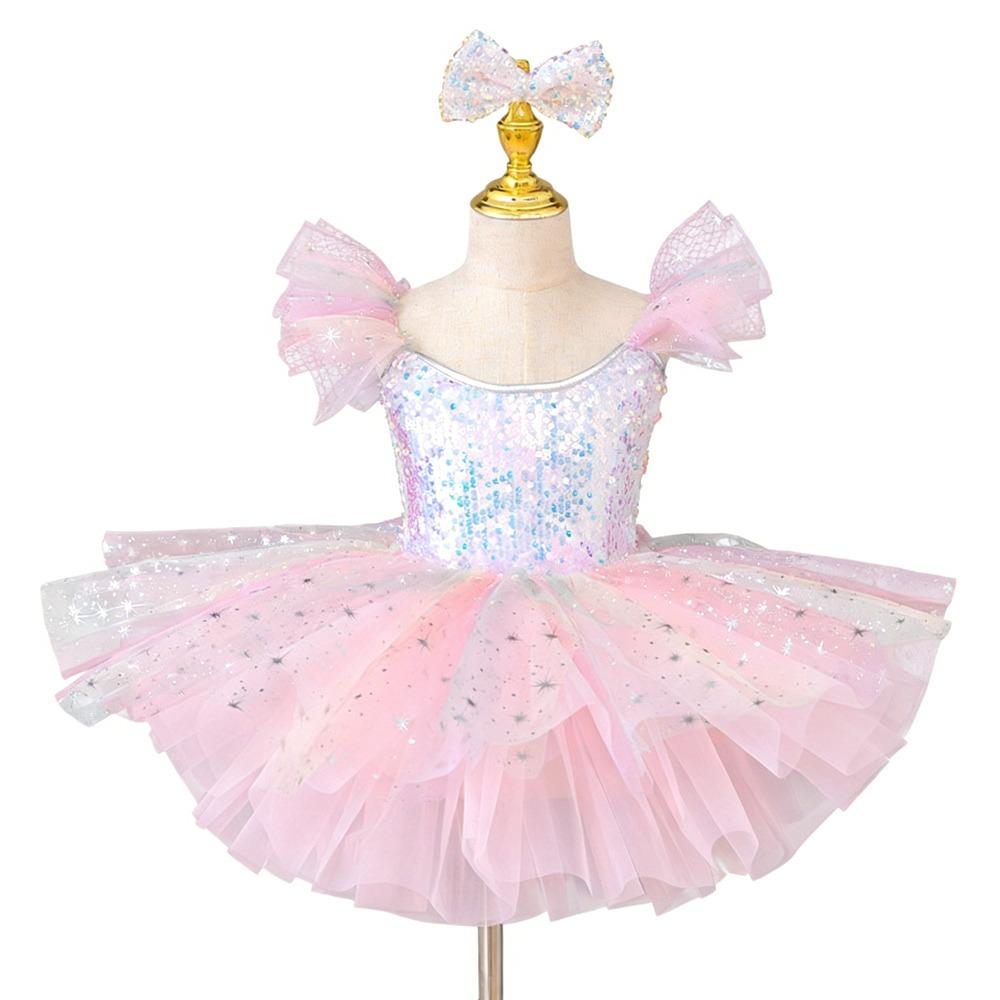 

Modern Kids Ballet Dress Sequin Princess Dress Fashion Dance Costumes Dance рожевий