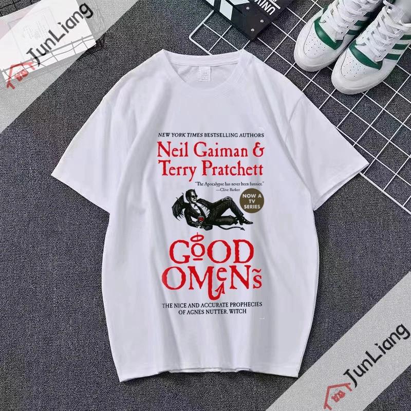 Nové minimální Dobré OUnisexs Tričko s grafikou z TV seriálu DobréoUnisexs Michael Sheen David Tennant Anděl Ďábel Crowley