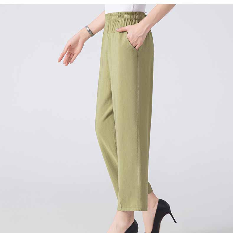 

Укороченные брюки из хлопка, свободные брюки больших размеров, новая модная женская одежда с высокой эластичностью, однотонные уличные дорожные брюки 8XL