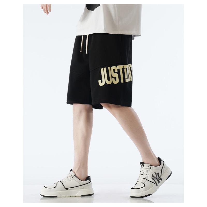Summer Elastic Waist Letter Printing Shorts Male Loose Casual All-match Sports Shorts Men Knee Length Short Pants