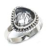 Natural Black Rutile Gemstone Handmade 925 Solid Sterling Silver Ring S.7 T3T54