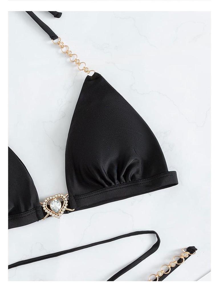 2025 European and American Solid Color Women's Sexy Bikini Split Swimsuit