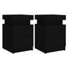 VidaXL Tables de Chevet avec Lumières LED 2 pcs, Armoires de Lit avec Rangement, Tables de Nuit, Armoires de Nuit, Moderne, 836752
