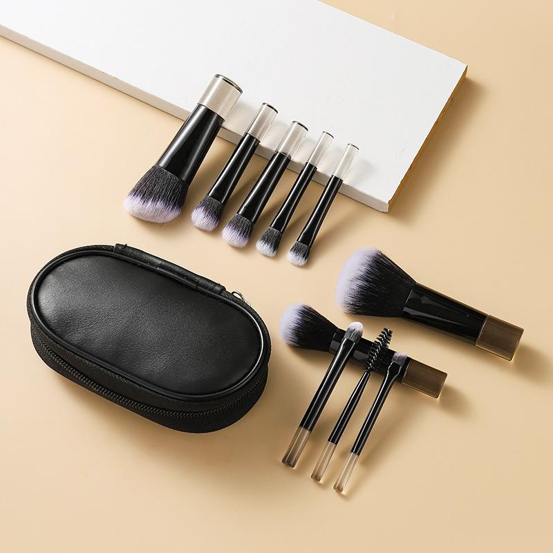 Makeup Brush Set 10 Piece Essential Travel Makeup Kit Face Synthetic Hair Brushes with Transparent Crystal Handle