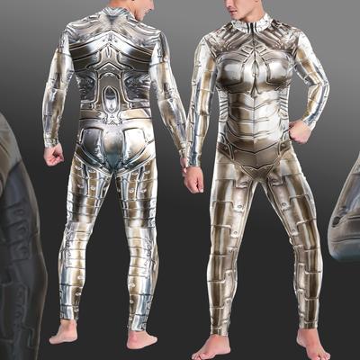 [You're My Secret] Ενήλικες γυναίκες Ανδρικά Steampunk Armor με στάμπα Zentai ολόσωμη φόρμα μακρυμάνικη φόρμα Halloween Party Cosplay