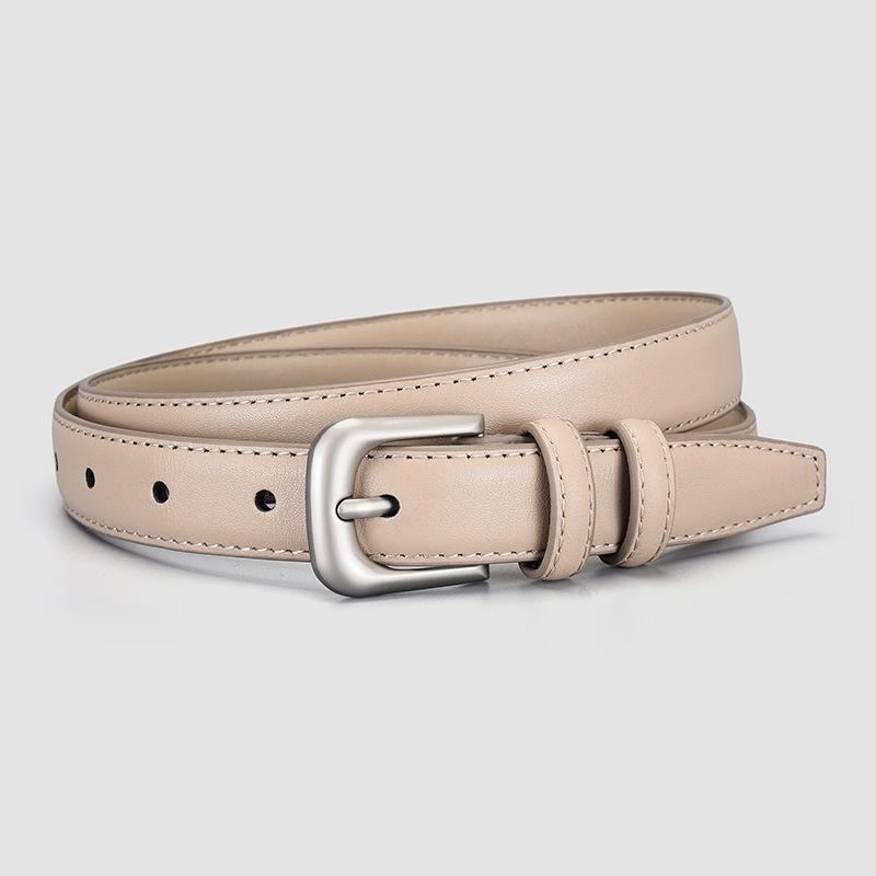 Women's Hong Kong & American Style Genuine Leather Belt with Needle Buckle - High-End Top Layer Cowhide for Work Pants