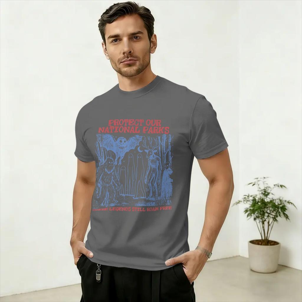 Vintage Protect Our National Parks MothUnisex Cryptid Weirdcore Horror T-Shirt Unisex Cotton T Shirts Short Sleeve Tees Classic Tops