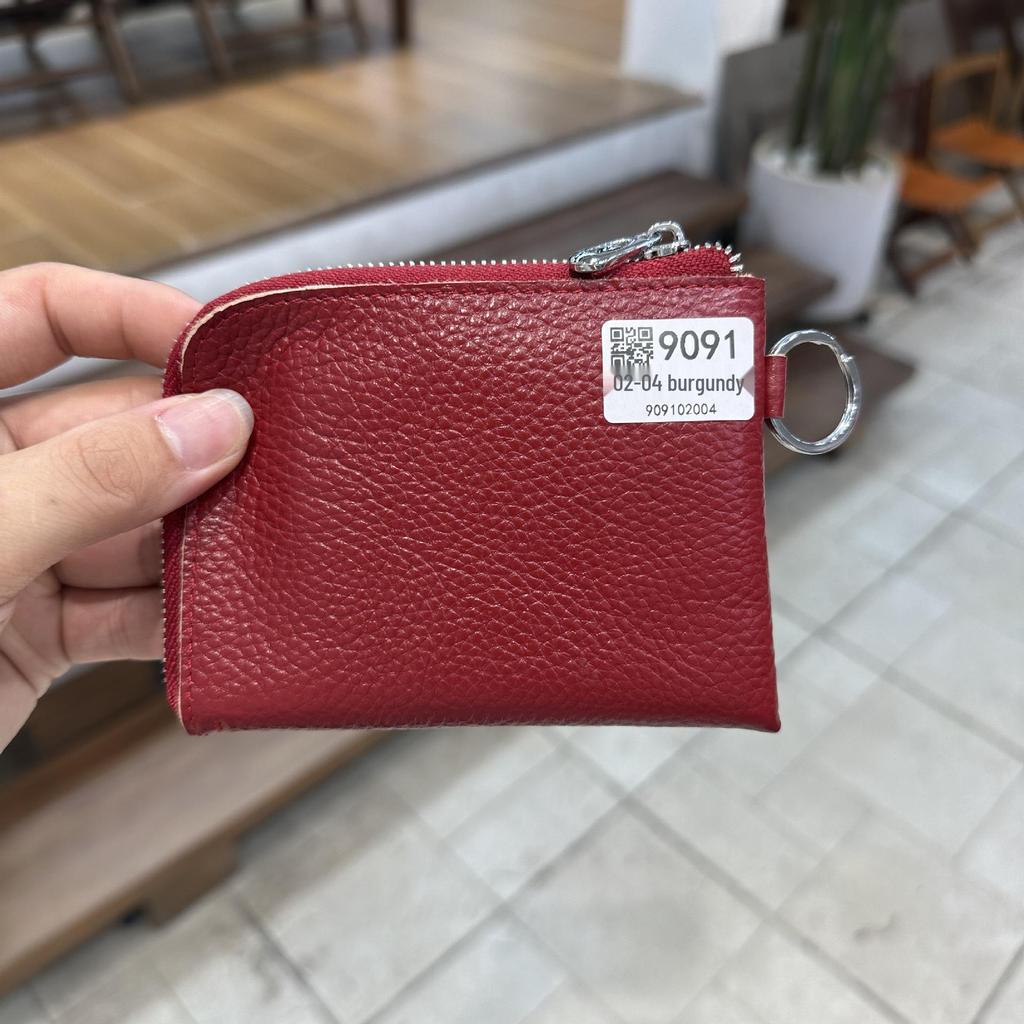 Genuine Leather Zipper Coin Purse & Card Holder with Key Ring