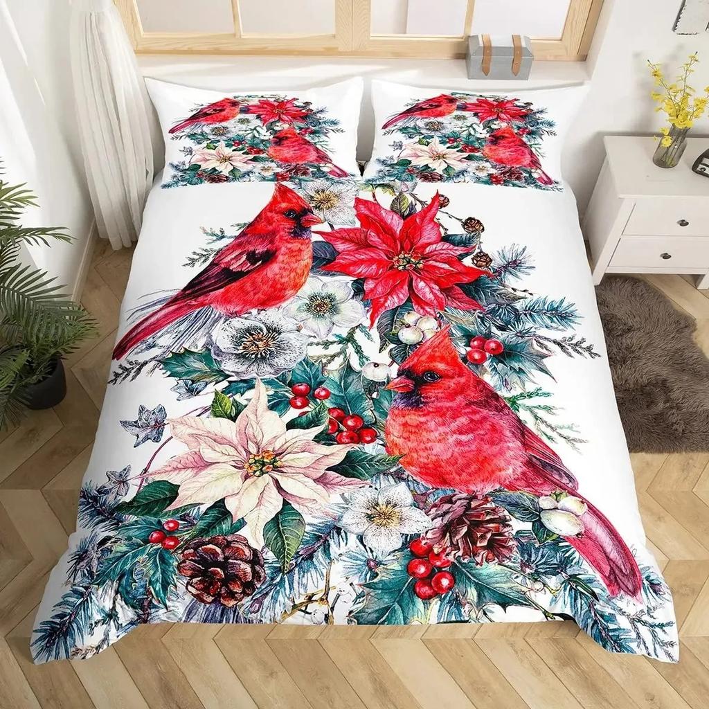 Cartoon Birds Duvet Cover SetWatercolor Cute Music Animal Bedding Set Comforter CoverChildlike Style Quilt Cover Set Full Size