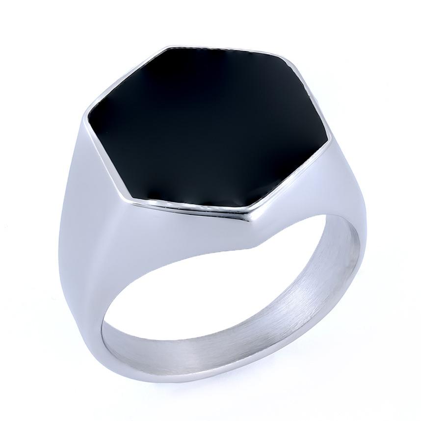 Personalized Tide Brand Spring Titanium Steel Square Epoxy Stainless Steel Ring