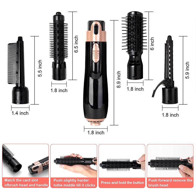 High Quality 4 In 1 Multi-Functional Beauty Equipment Hot Air Bushr One Step Rotating Curling Blow Hair Brush Dryer