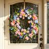 Spring Wreath for Front Door Artificial Floral Wreath with Eucalyptus Leaf Lavender Wildflowers for Easter Indoor Outdoor Home Farmhouse Wall Decor