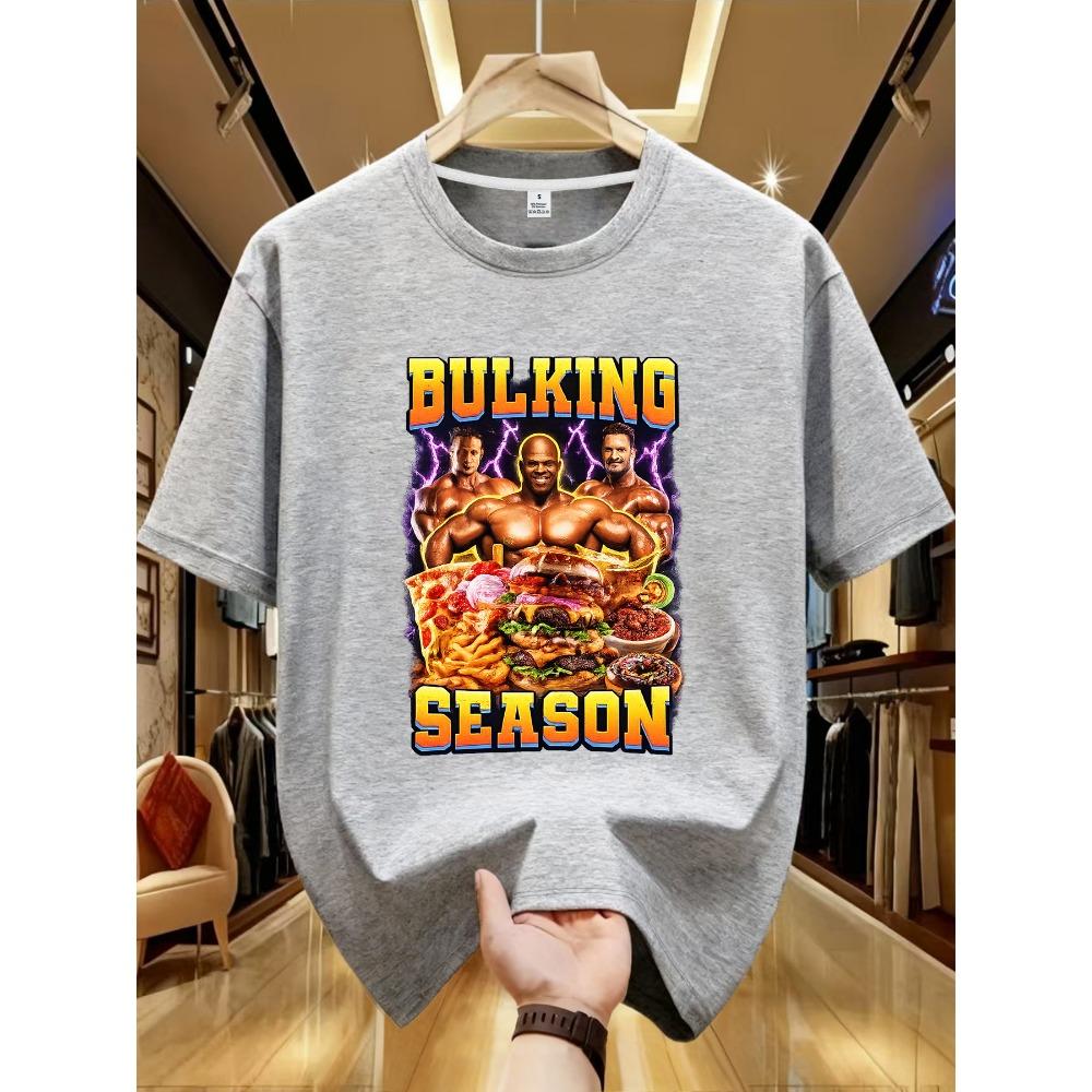 Bulking Season Kevin Levrone Funny Gym Meme T-Shirts Men Fashion Print Short Sleeve Cotton Tees Streetwear