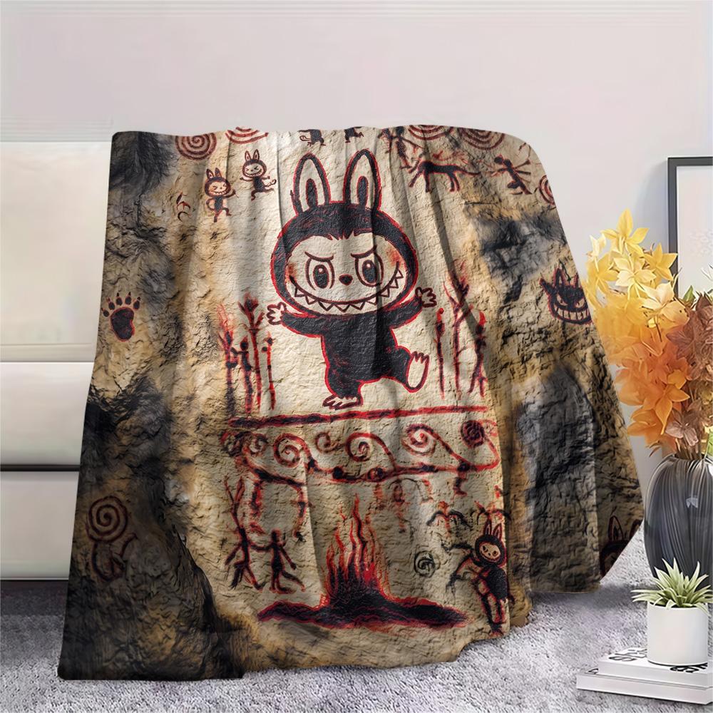 Labubu Print Flannel Blanket, Ultra Soft High Quality All Seasons Warm Throw, Home Decor Cozy Blanket, Perfect Christmas Gift