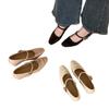 French wedge heel splicing square head Mary Jane shoes 2025 new high heels Korean version commuter shoes one word with single shoes women