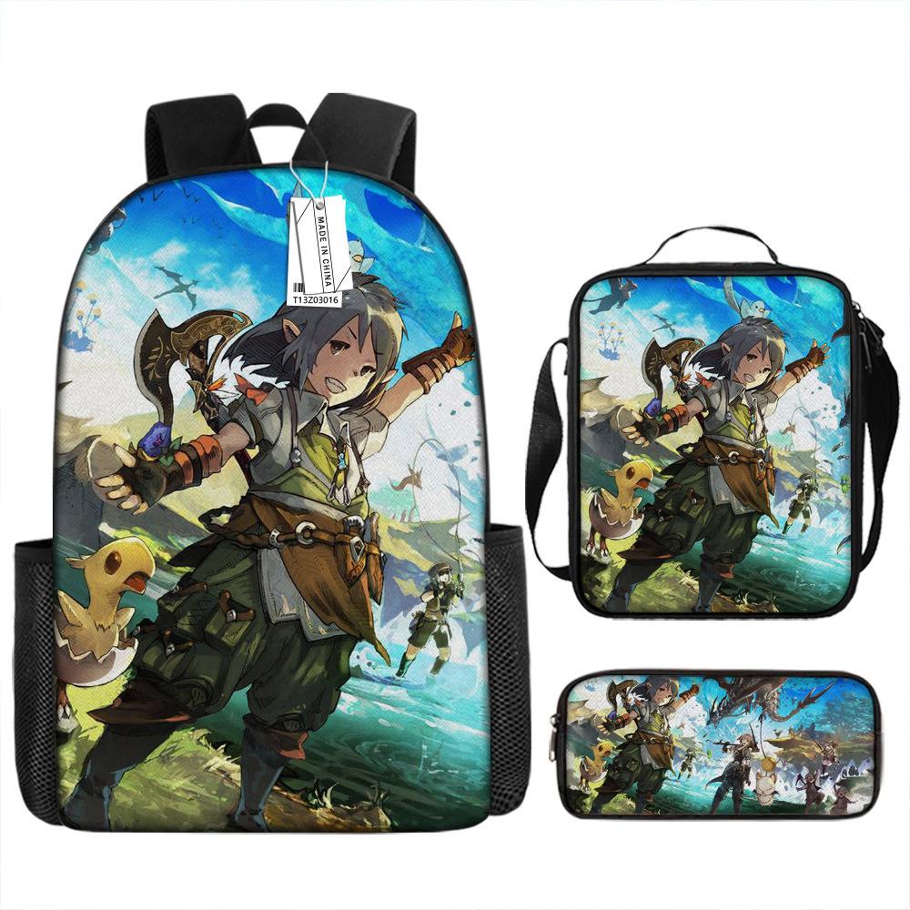 Ffxiv Backpack Cross-border Tide Backpack European and American Retro Schoolbag Fourth Grade Backpack Student Backpack
