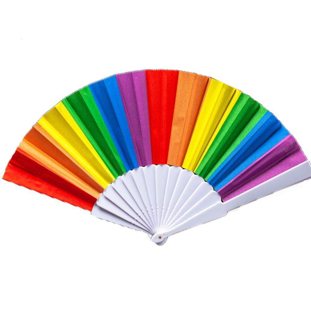 Club Gay Pride EDM Vintage Chinese Fan Hand Fan Rainbow Folding Fan LGBT