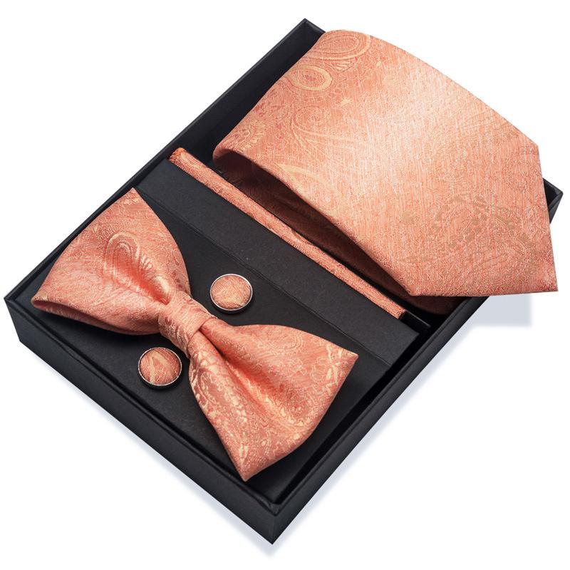 Set de 6 piezas, Corbata de Vestir de Negocios 8 cm Corbata para Hombre Set de Pajarita Caja de Regalo.