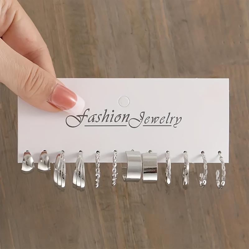 

Retro Geometric Alloy Hoop Earrings: 6-Piece Classic European & American Hepburn Style Set Alloy