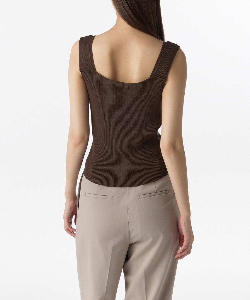 MUSINSA STANDARD WOMAN Women'S Ribbed V-Neck Knit Sleeveless Top [Brown]