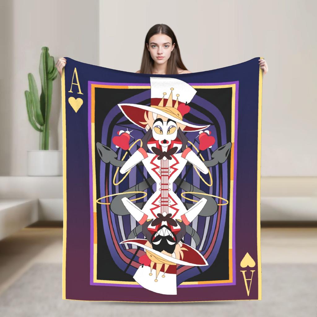 Hazbins Hotels Coperta Peluche Lucifer Biancheria da Letto in Flanella per Studenti Coperte per Arredo Casa Calde Qualità Personalizzata Copriletto Compleanno