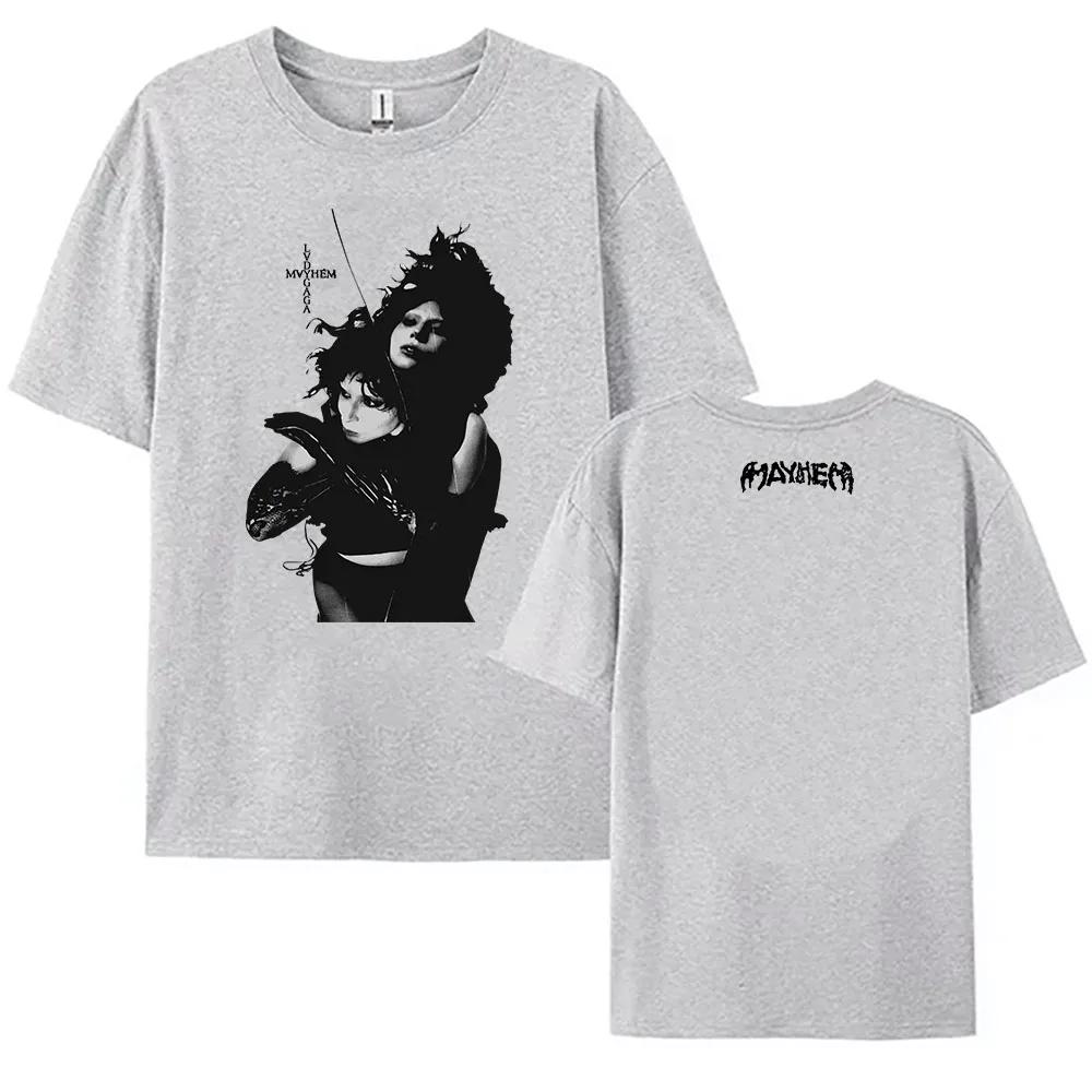 Grungeowe Koszulki Lady Gaga Mayhem Album T-shirt Bawełniana Damska Męska Koszulka z Okrągłym Dekoltem Piosenkarka Letnia Koszulka Nadruk Odzież dla Fanów Prezent