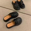 Fashion Women Slippers British Style Mules Heighten Sandals PU Leather Women's Thick Bottom Sole Half Slippers Summer Female Loafers