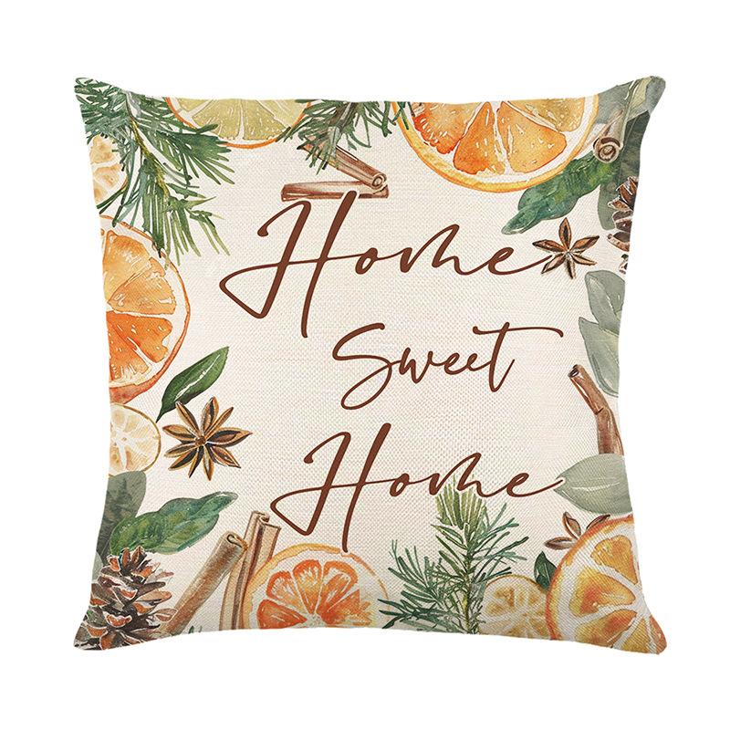 Pillow Cover Autumn Plant Print Linen Pillow Cover Living Room Sofa Cushion Cover Home Decoration