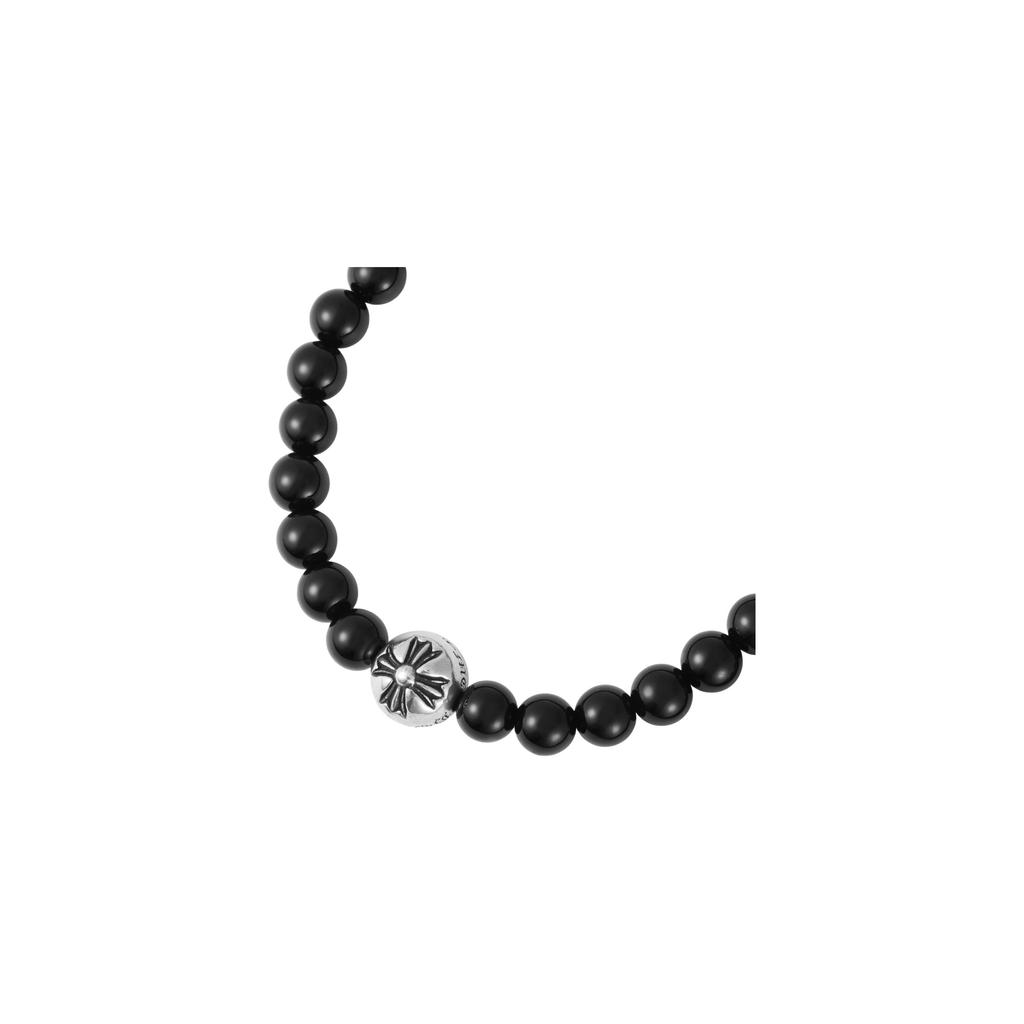 CHROME HEARTS Logo Gravierte Dekoration 925 Silber Obsidian Armband Unisex Armband Schwarz 2284