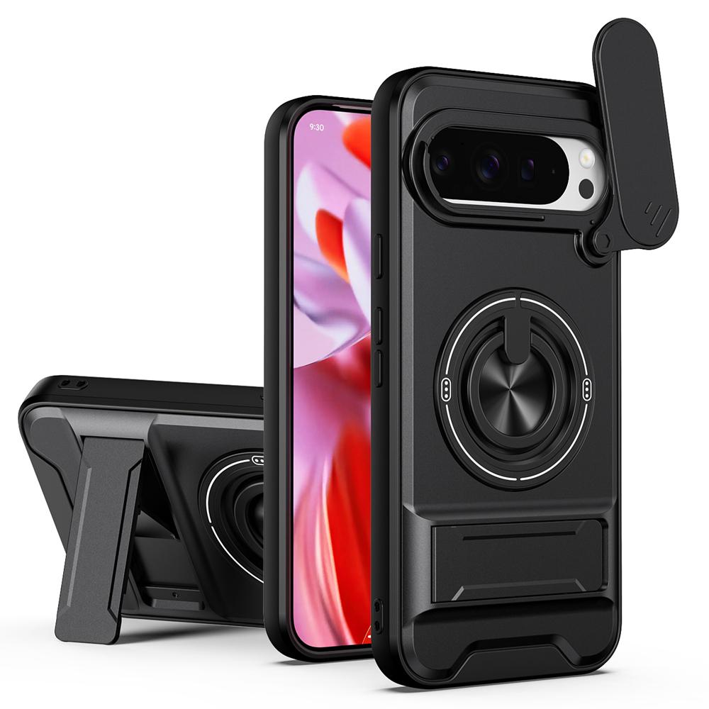 KEYSION Magnetic Phone Case for Google Pixel 9 10 Pro XL 10 9 Pro Slide Camera Protection Upright Stand 360°Ring Shockproof Cover