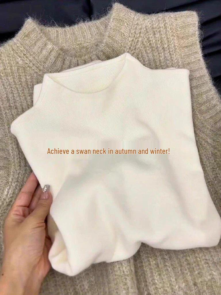 Korean Style Women's Slim Fit Semi-High Neck Sweater: Soft, Glutinous Autumn/Winter Pullover Knitwear Base Layer Top