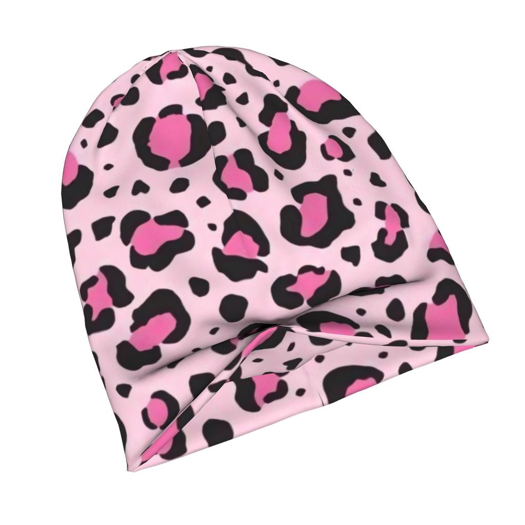 Pink Leopard Print Adult Knit Beanie with Style Fits Effortlessly Into Seasonal Wardrobes and Pairs Well with Jackets or Casual Looks