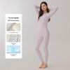Women's Plus Size Double-Sided Flannel Underwear Set - Pure Cotton, Thick Round Neck Base Layer for Autumn and Winter