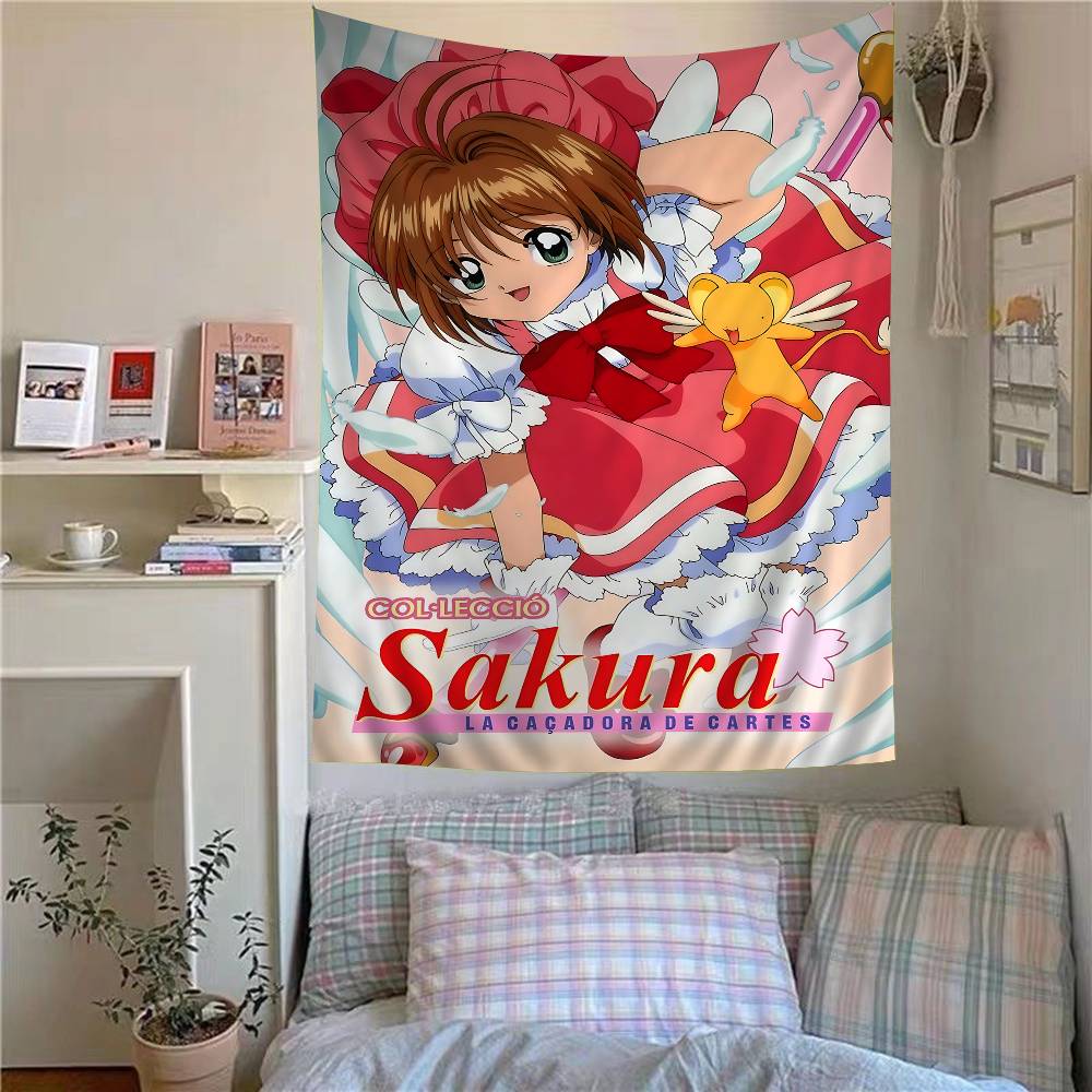 Anime Cardcaptor Sakura Anime Tapestry Hippie Flower Wall Carpets Dorm Decor Wall Hanging Home Decor